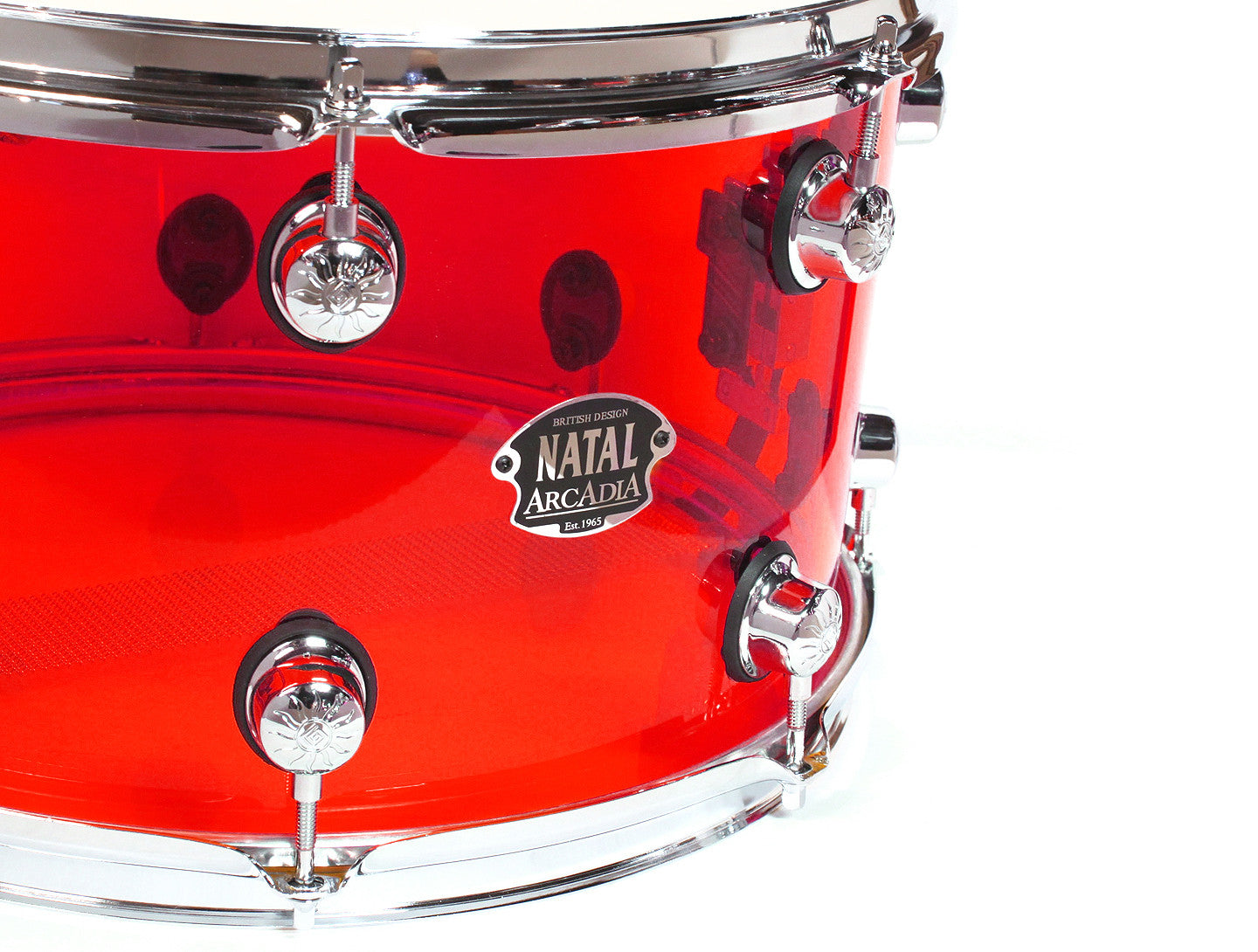 Natal Arcadia 14" x 8" Snare Drum in Red Acrylic, Vendor: Natal, Type: Snare Drums, Size: 14" x 8", S-AC-S48-RD1, Finish: Red, Finish: Acrylic