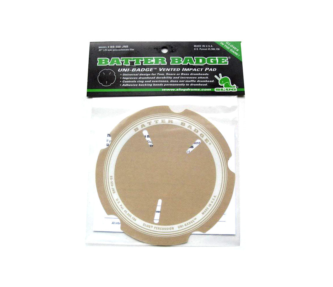 Slug Uni Beater Badge (Glow In The Dark), Slug Percussion, Beater Pads, Beater Pads Single Bass Drum Impact Pad, Impact Pad, Beaters, Glow in the Dark