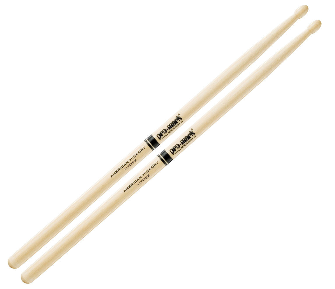 Pro-Mark American Hickory 747B 'Super Rock' Wood Tip Drumsticks (TX747BW)
