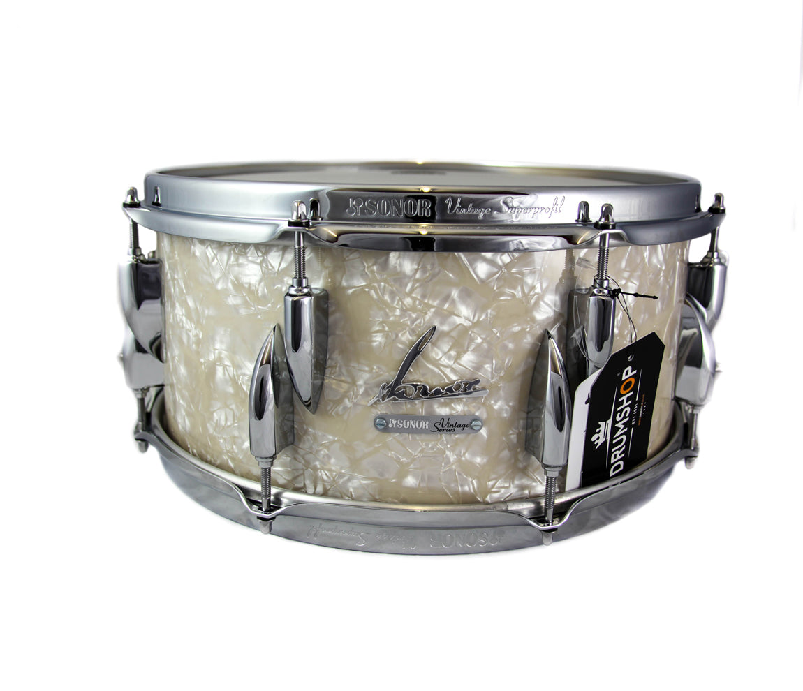 Sonor Vintage Series 14" x 6.5" Snare Drum in Vintage Pearl, Sonor, Sonor Drums, Snare Drums, Sonor Vintage Series, Vintage Pearl, 14" x 6.5"