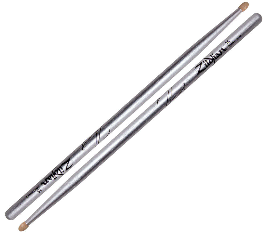 Zildjian 5A Chroma Silver (Metallic Paint) Drum Sticks, Zildjian, Silver, Drumsticks