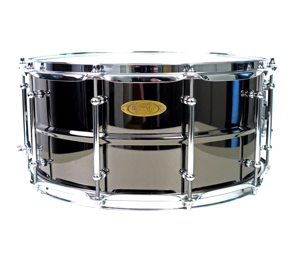 WorldMax 14" x 6.5" Black Brass Snare Drum with Chrome Hardware