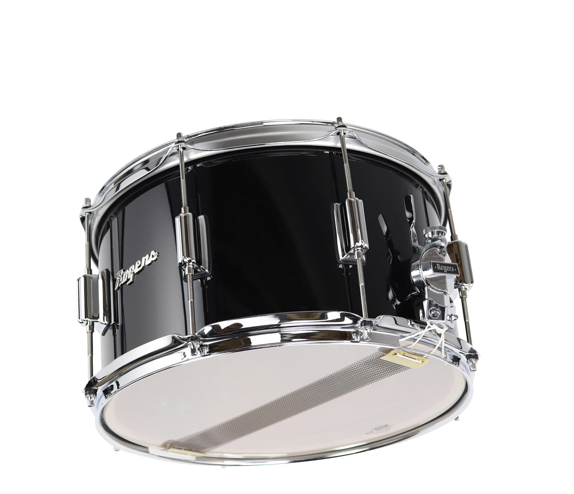 Rogers Powertone 14 x 8 Wood Shell Snare Drum in Piano Black w/Beavertail Lugs