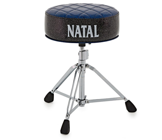 Natal H-ST-DTBB Drum Throne - Blue Round Seat With Black Sides,Natal, Drum Throne, Black Sides, Blue Top, White Logo, Chrome, Hardware