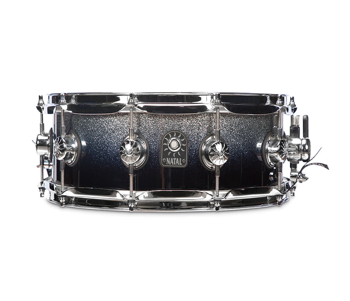 Natal Originals Maple 14" x 6.5" Snare Drum in Silver Sparkle Fade, Natal, 14" x 6.5", Midnight Sparkle Fade, Snare Drum, Drum Lounge
