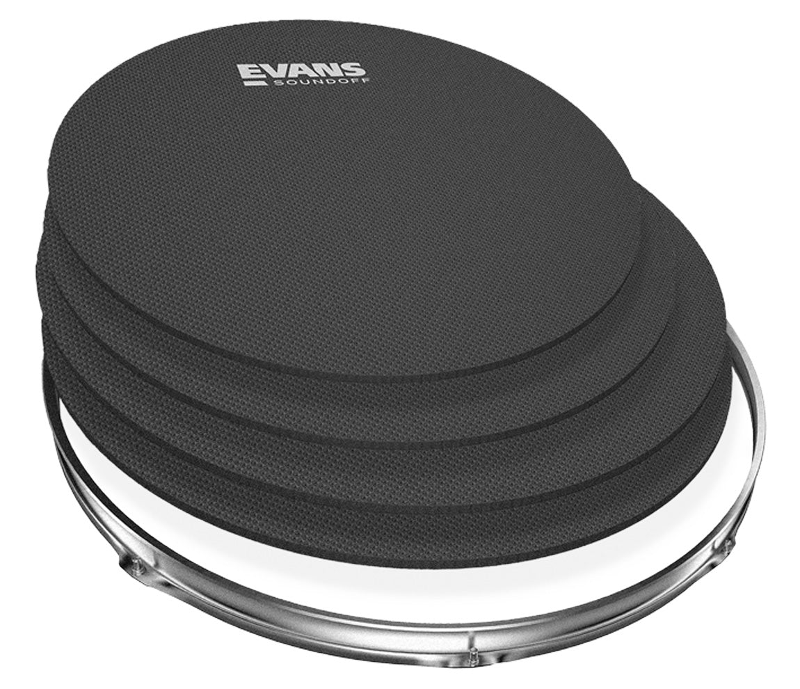 SoundOff by Evans Drum Mute Pack, Rock (10,12,14,16), Evans, Drum Head Packs, 10", 12", 14", 16", Black Mesh