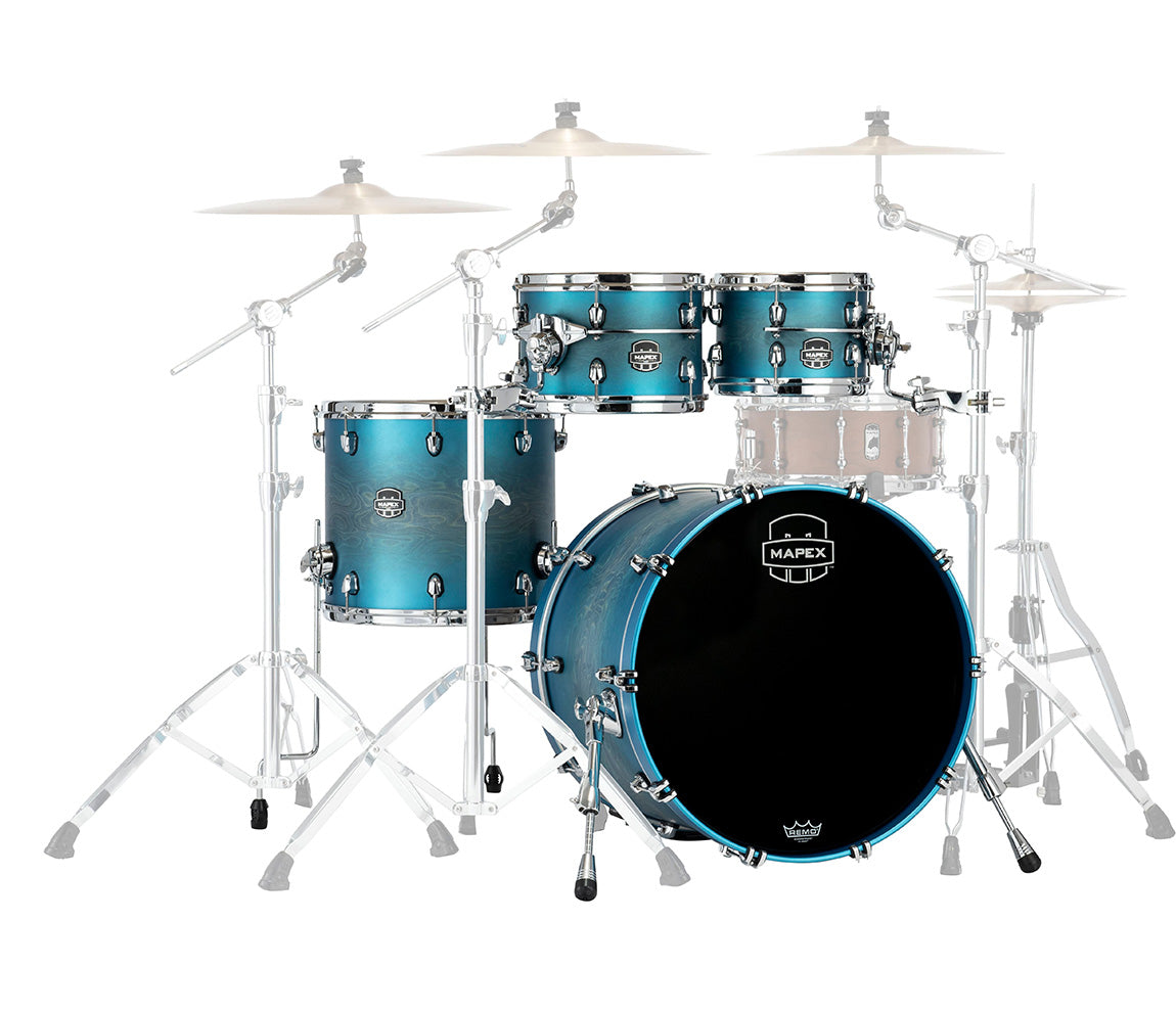 Mapex Saturn Evolution Birch/Walnut Blend 4-Piece Shell Pack In Exotic Azure Burst