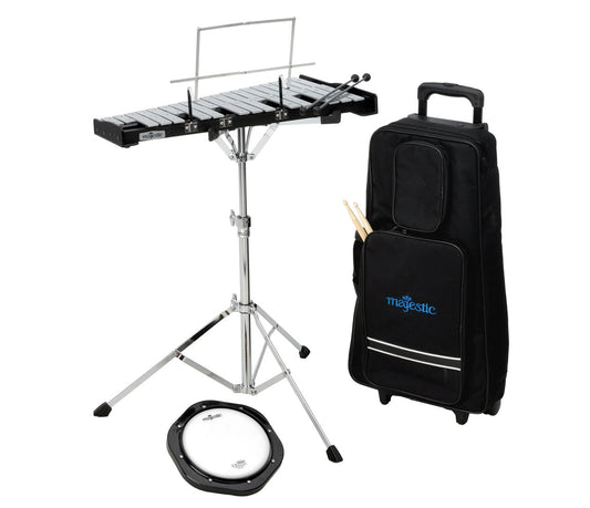 Majestic Glockenspiel & 8" Practice Pad Kit With Trolley