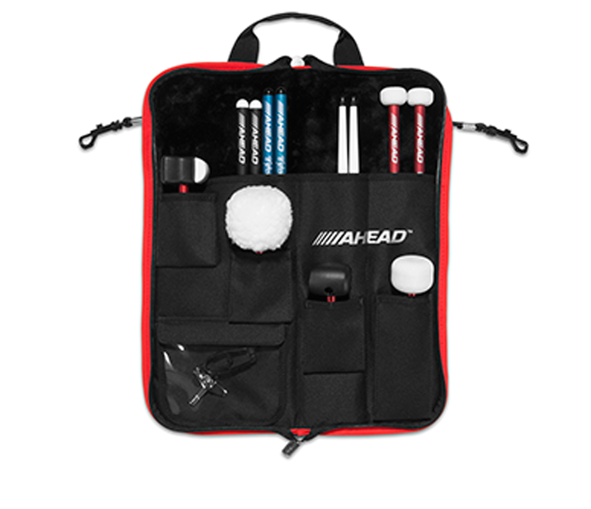 Ahead Plush Stick Case w/4 Extra Pockets (Black with Red Trim Plush interior)