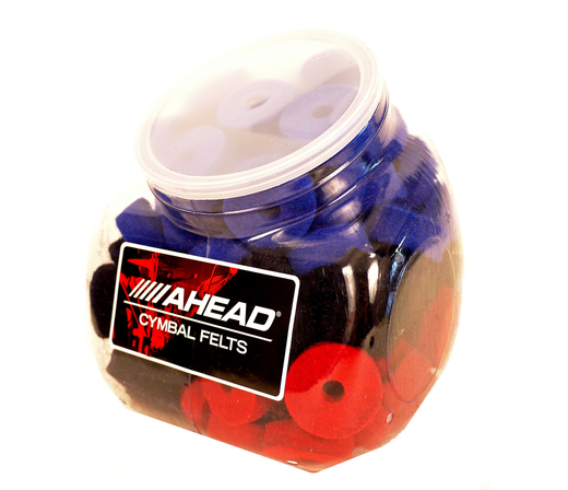 Ahead Tub Of Wool Cymbal Felts Black, Blue & Red Mixed (125 Pieces)