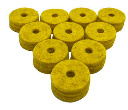 Ahead Yellow Wool Cymbal Felts 10 Pack 1.5" X 0.5"