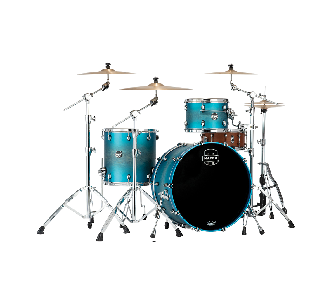 Mapex Saturn Evolution Hybrid Powerhouse Rock 3-Piece Shell Pack in Exotic Azure Burst