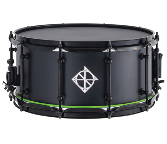 Dixon Artisan 14" x 6.5" Zebra Wood / Red Silkwood Snare Drum in Black/Neon Green