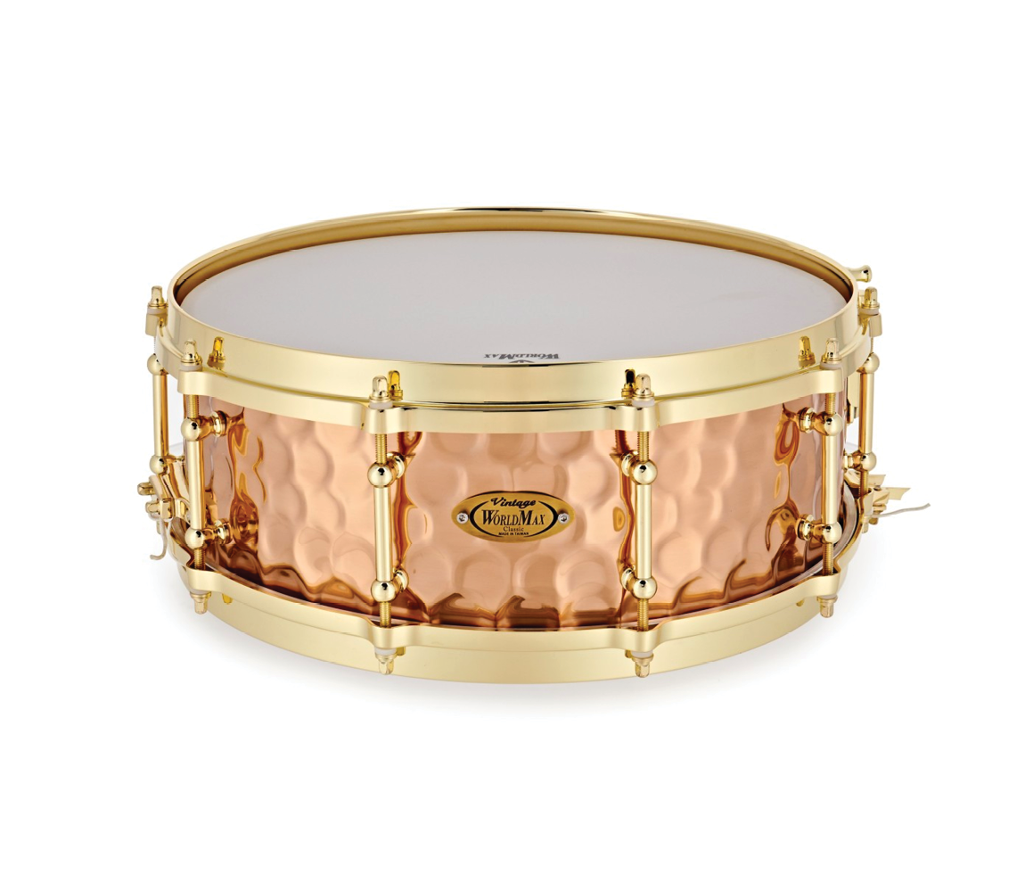 Worldmax 14" x 6.5" Bronze Hammered Shell Snare Drum - Brass Hardware