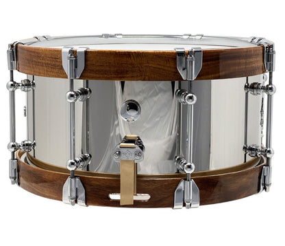 Dunnett Classic 14" x 7" Snare Drum in Polished Stainless Steel with American Maple Wood Hoops