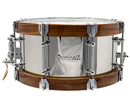 Dunnett Classic 14" x 7" Snare Drum in Polished Stainless Steel with American Maple Wood Hoops