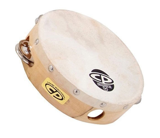 LP 6" CP Wood Tambourine Headed Single Row Jingles