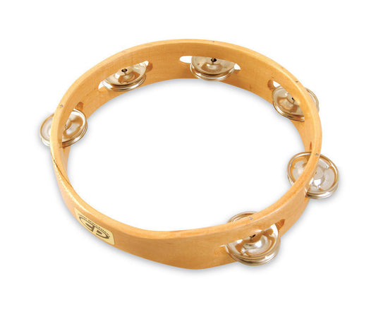 LP 8" CP Wood Tambourine Headless Single Row Jingles