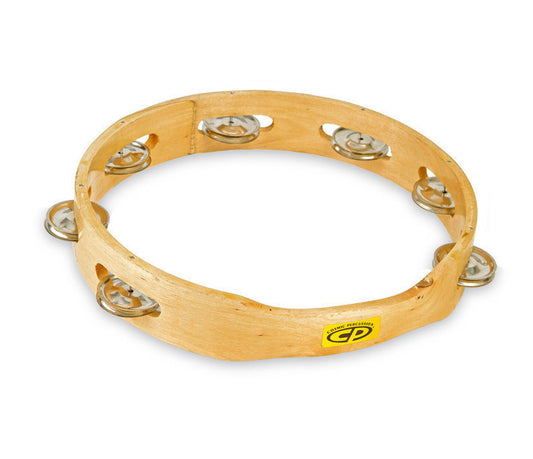 LP 10" CP Wood Tambourine Headless Single Row Jingles