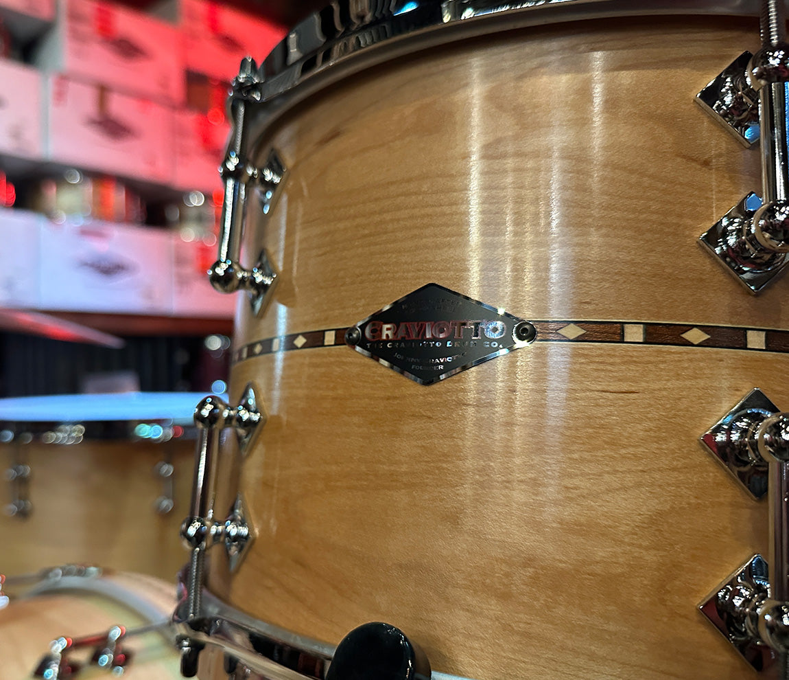 craviotto 3 piece shell pack in maple with walnut inlays 45 edges