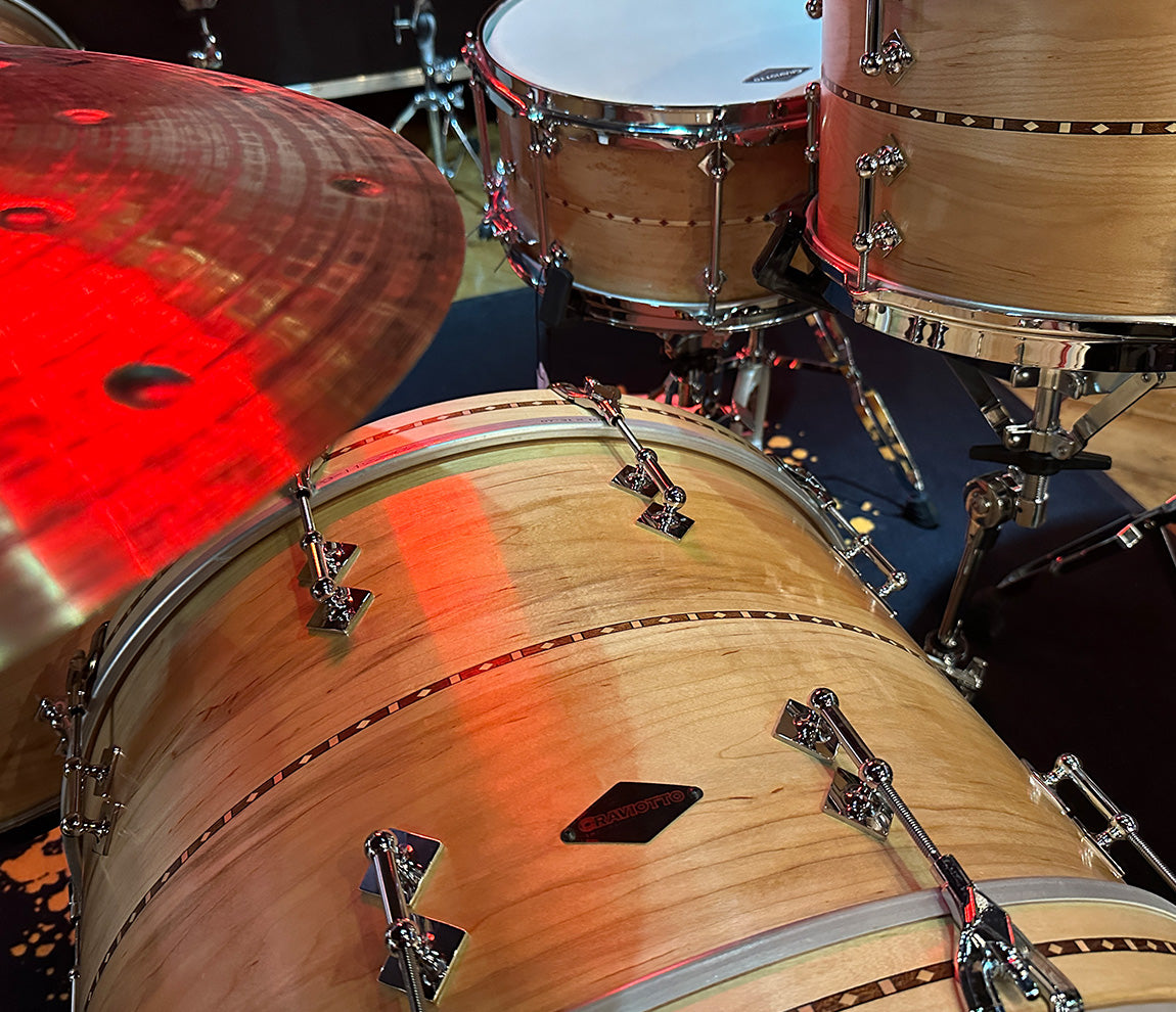 craviotto 3 piece shell pack in maple with walnut inlays 45 edges