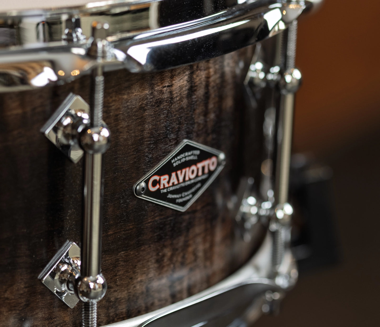 Craviotto Custom Shop 14" x 5.5" Maple Snare Drum in Ebonized Curly Maple