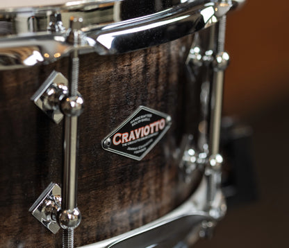 Craviotto Custom Shop 14" x 5.5" Maple Snare Drum in Ebonized Curly Maple