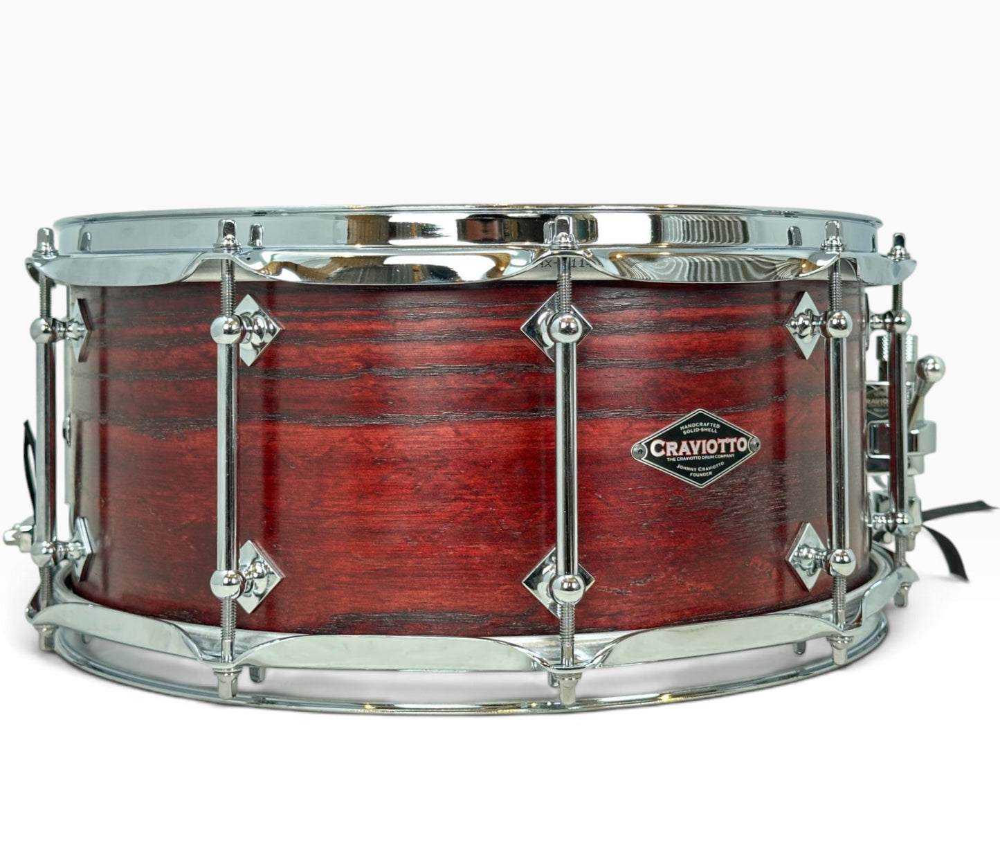 Craviotto Custom Shop 14" x 6.5" Ash Snare Drum in Red Stain