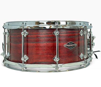 Craviotto Custom Shop 14" x 6.5" Ash Snare Drum in Red Stain