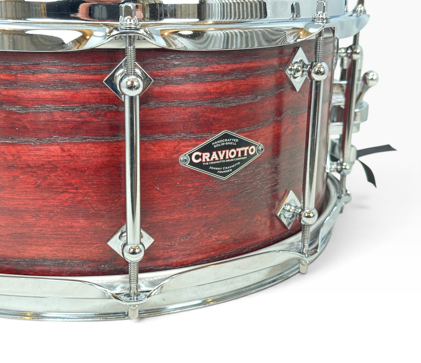 Craviotto Custom Shop 14" x 6.5" Ash Snare Drum in Red Stain