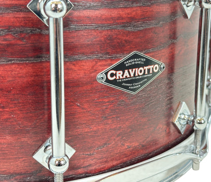 Craviotto Custom Shop 14" x 6.5" Ash Snare Drum in Red Stain