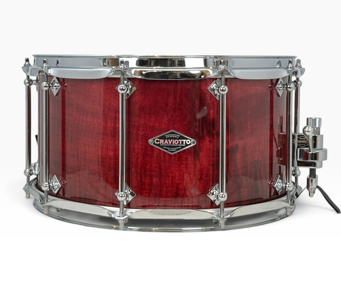 Craviotto Custom Shop 14" x 7.5" Curly Maple Snare Drum in Transparent Plum Lacquer