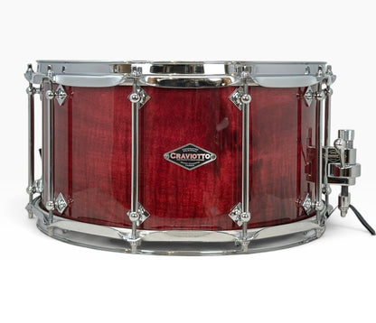 Craviotto Custom Shop 14" x 7.5" Curly Maple Snare Drum in Transparent Plum Lacquer