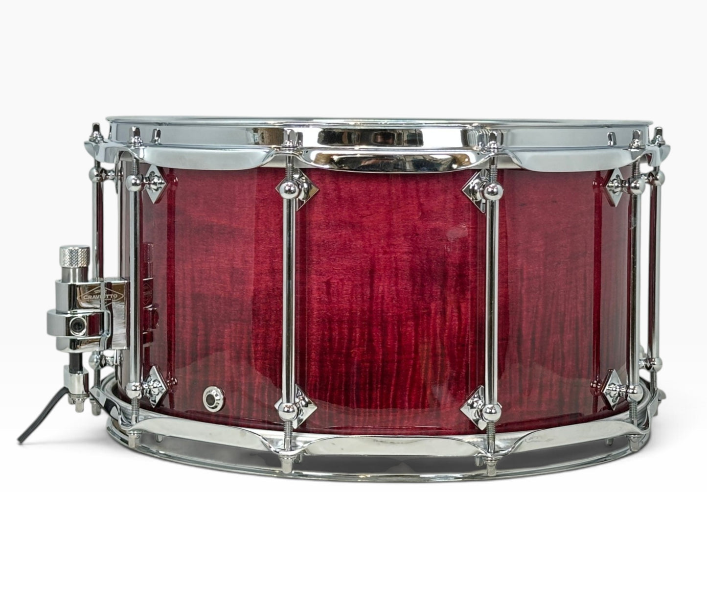 Craviotto Custom Shop 14" x 7.5" Curly Maple Snare Drum in Transparent Plum Lacquer