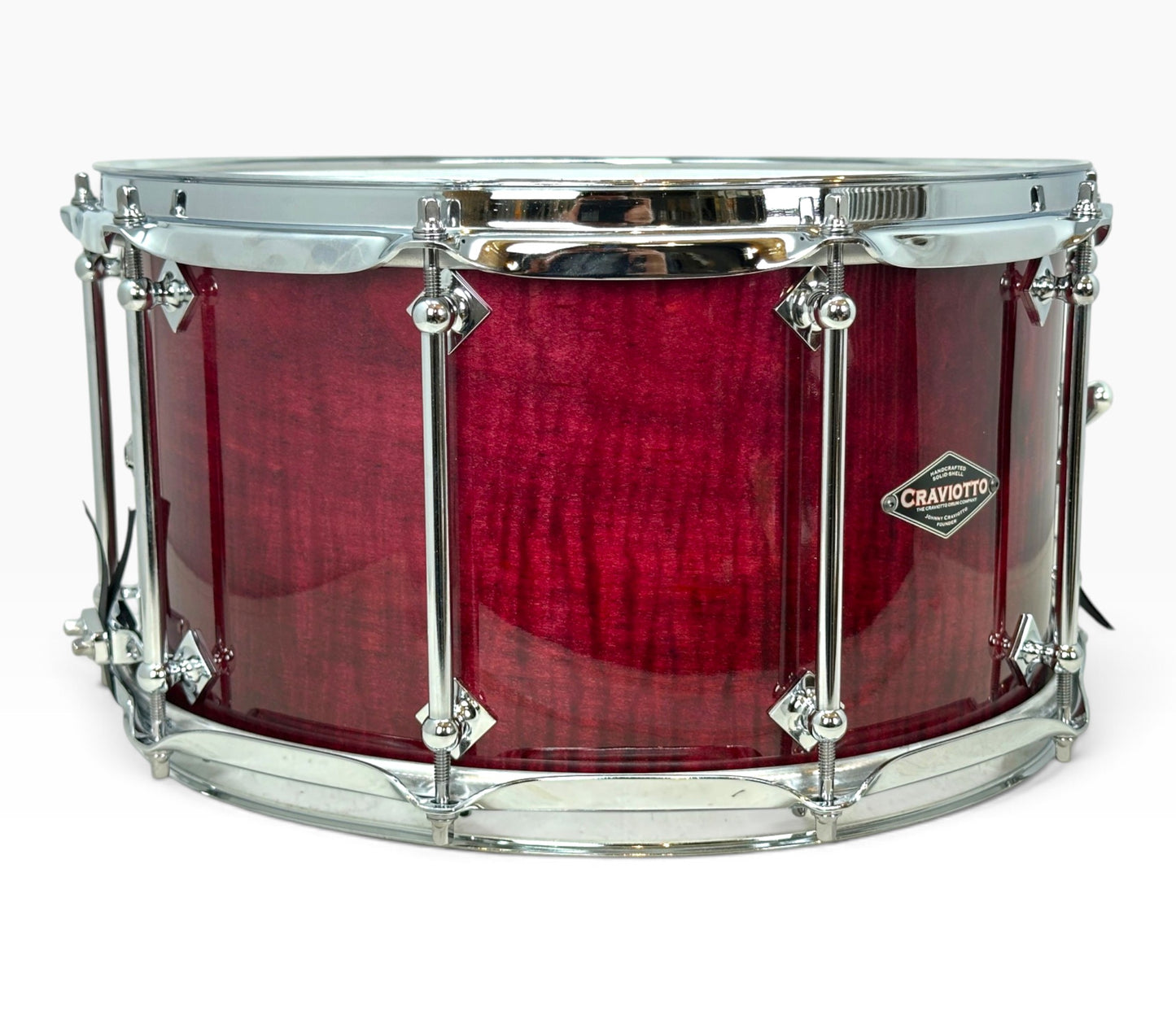Craviotto Custom Shop 14" x 7.5" Curly Maple Snare Drum in Transparent Plum Lacquer