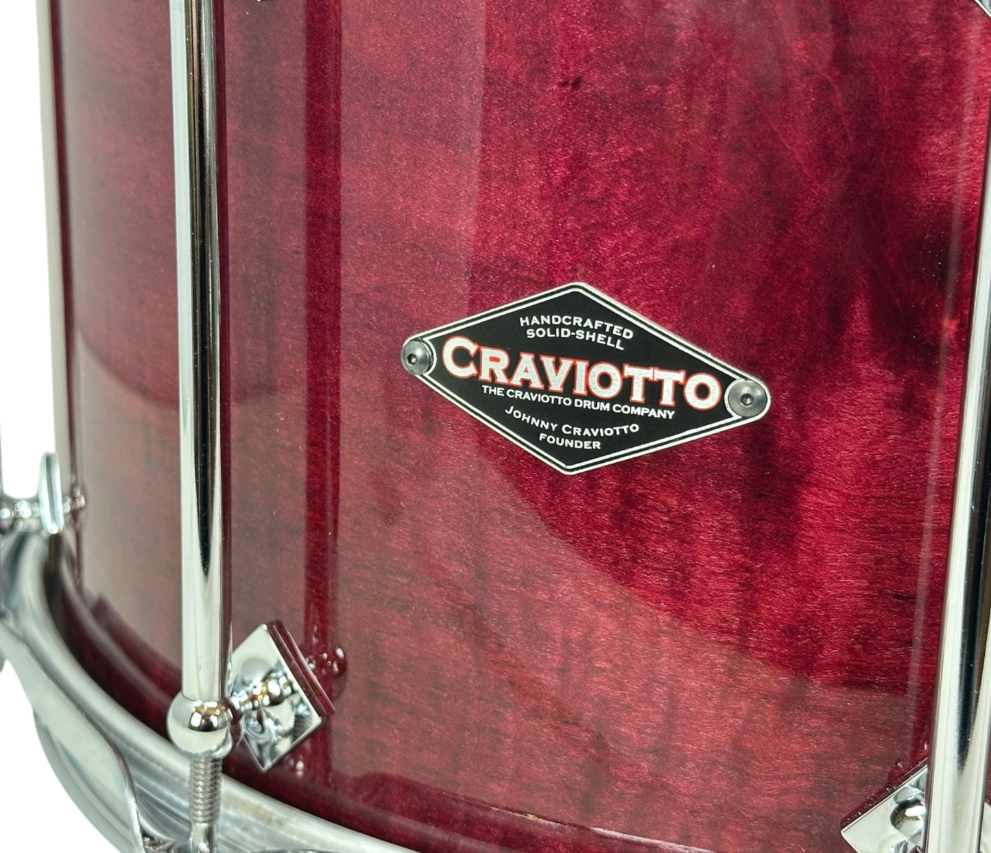 Craviotto Custom Shop 14" x 7.5" Curly Maple Snare Drum in Transparent Plum Lacquer