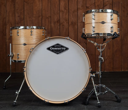 Craviotto Custom Shop 22" 3-Piece Shell Pack in Maple with Walnut In Lays