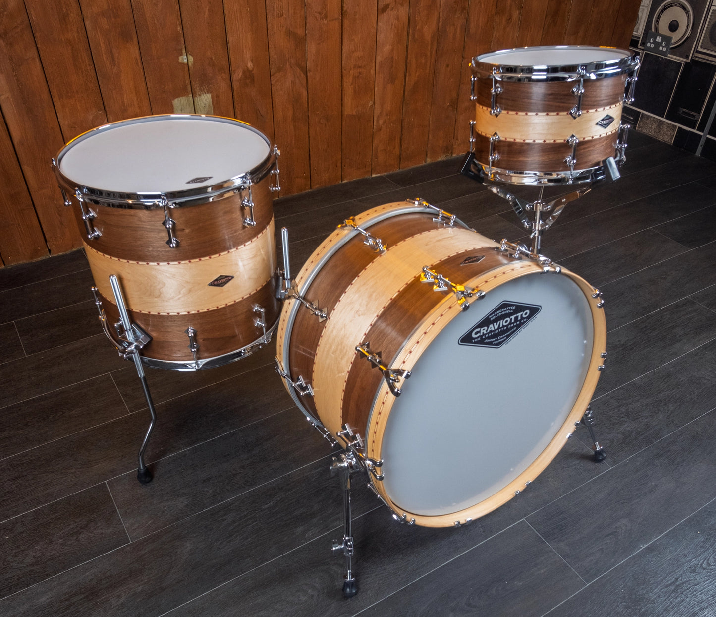 Craviotto Custom Shop 22" 3-Piece Walnut/Maple/Walnut Shell Pack