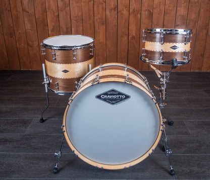 Craviotto Custom Shop 22" 3-Piece Walnut/Maple/Walnut Shell Pack