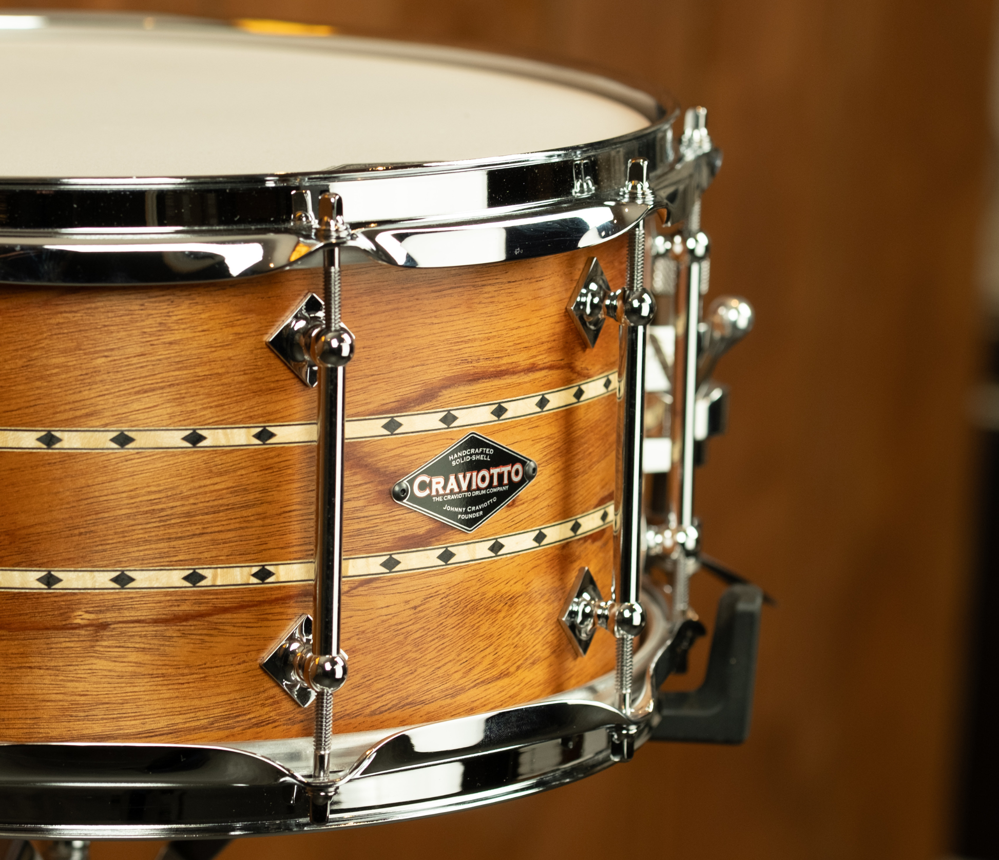 Craviotto Mahogany 14" x 6.5" Snare Drum w/ Maple In-lays & 45' Edges