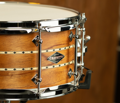 Craviotto Mahogany 14" x 6.5" Snare Drum w/ Maple In-lays & 45' Edges