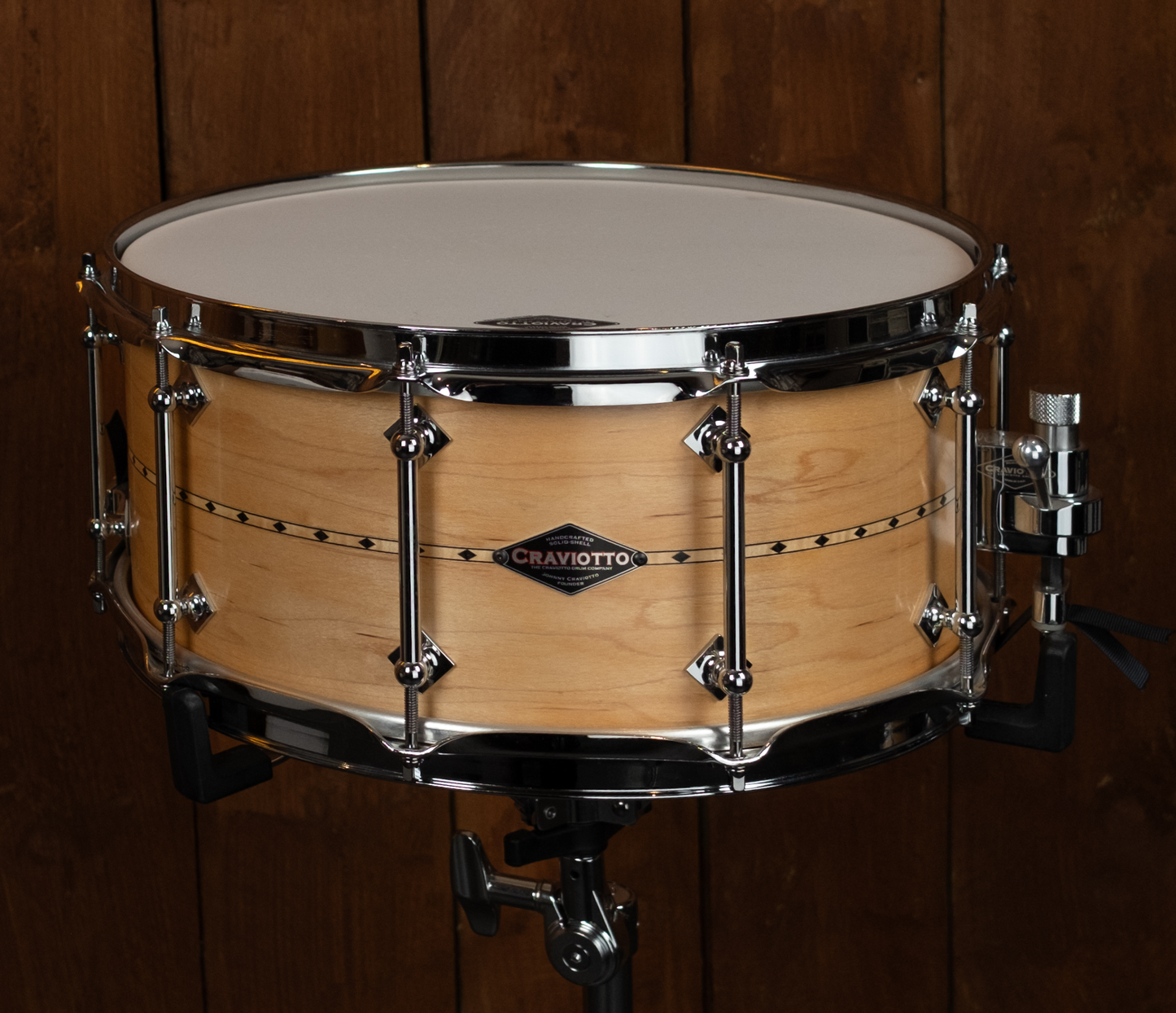 craviotto custom shop solid maple 14 x 6 5 snare drum w maple in lay 45 edges