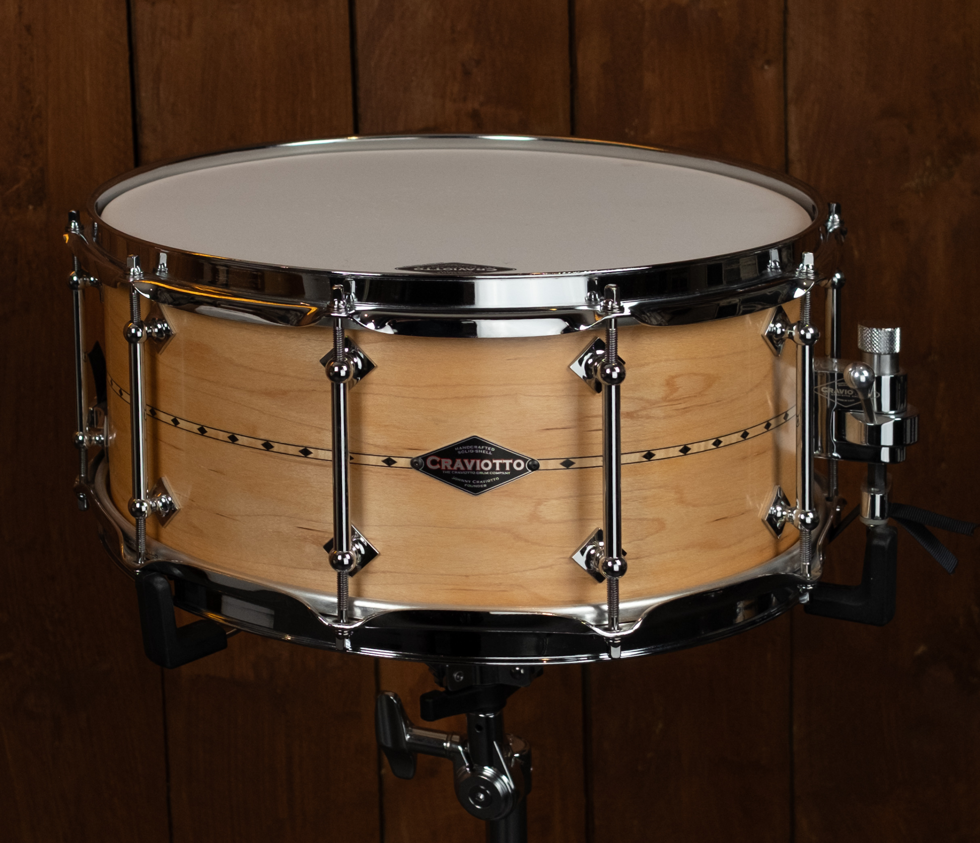 craviotto custom shop solid maple 14 x 6 5 snare drum w maple in lay 45 edges