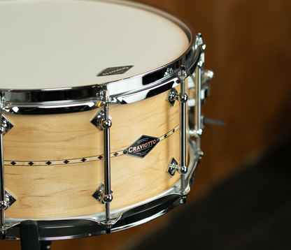 craviotto custom shop solid maple 14 x 6 5 snare drum w maple in lay 45 edges