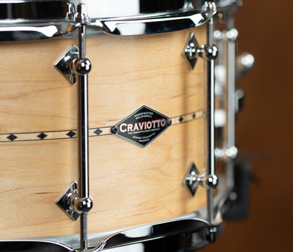 craviotto custom shop solid maple 14 x 6 5 snare drum w maple in lay 45 edges