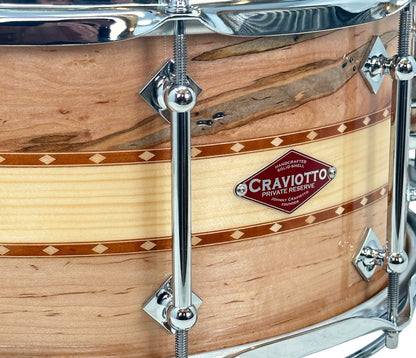 Craviotto Private Reserve 14" x 6.5" Ambrosia/Spruce/Ambrosia Snare Drum