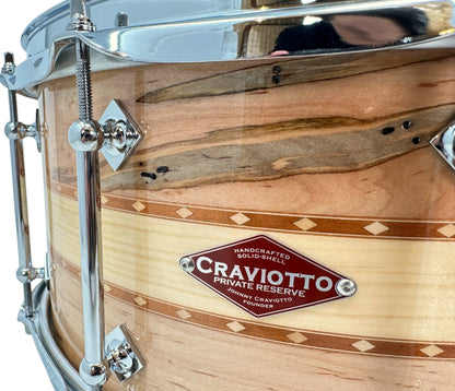 Craviotto Private Reserve 14" x 6.5" Ambrosia/Spruce/Ambrosia Snare Drum