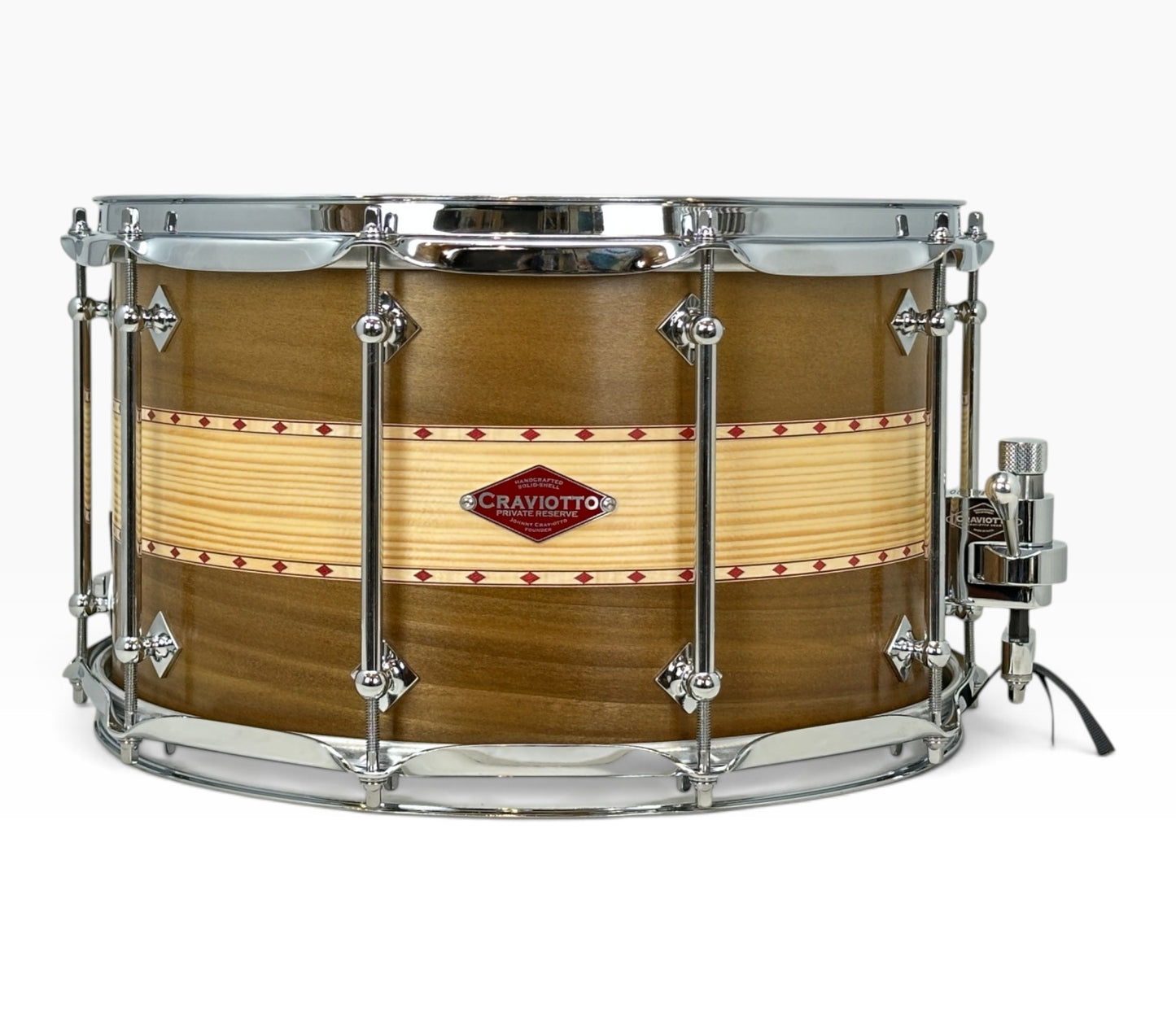 Craviotto Private Reserve 14" x 8" Poplar/Spruce/Poplar Snare Drum with Double Red Inlay 45's