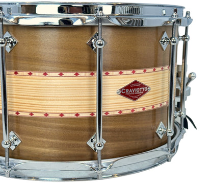 Craviotto Private Reserve 14" x 8" Poplar/Spruce/Poplar Snare Drum with Double Red Inlay 45's