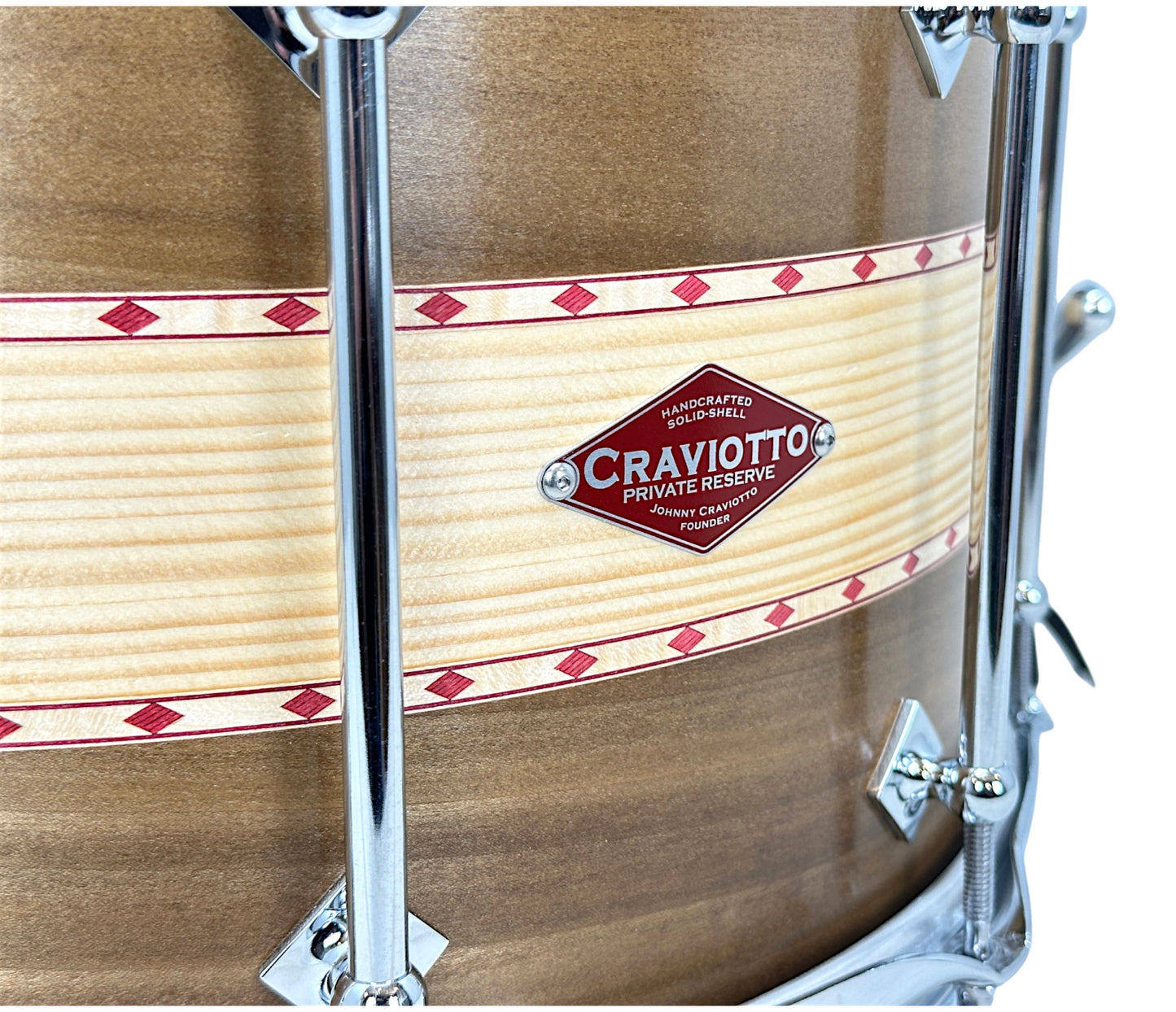 Craviotto Private Reserve 14" x 8" Poplar/Spruce/Poplar Snare Drum with Double Red Inlay 45's